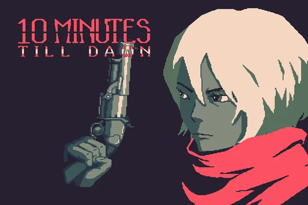 10 Minutes Till Dawn game showing a lone character shooting waves of dark creatures in a survival battle.