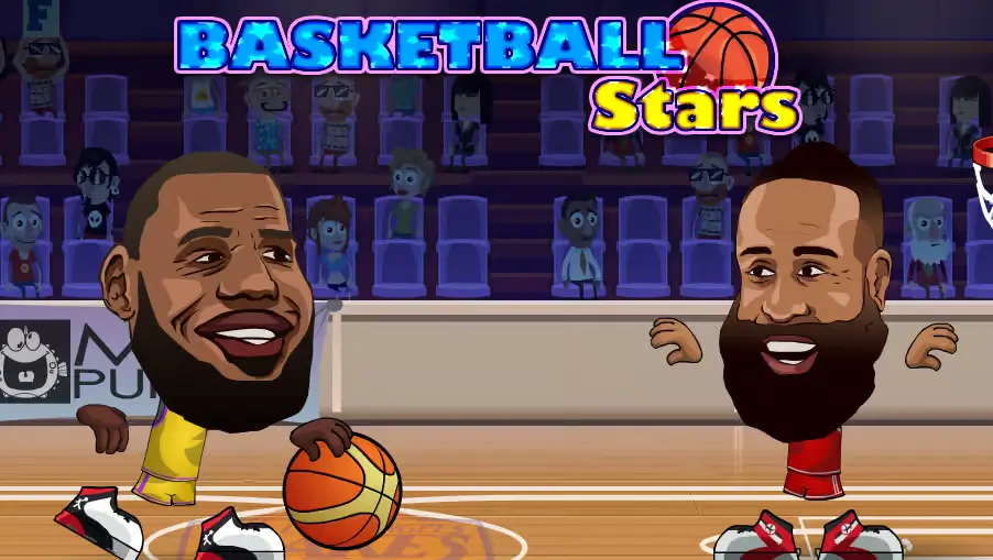 Basketball Stars game showing two players competing in a high-energy street basketball match.