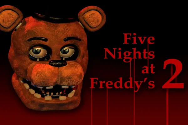 Five Nights At Freddy’s 2 horror game featuring creepy animatronics and a dark security office setting.