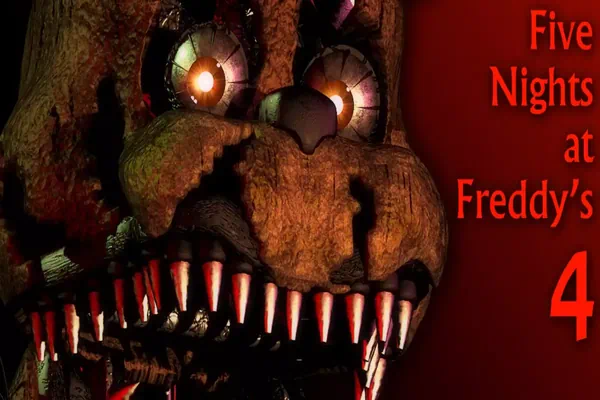 Five Nights At Freddy’s 4 game showing nightmarish animatronics lurking in a dark bedroom.