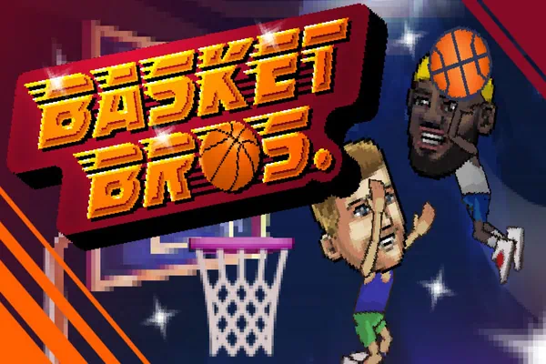 Basket Bros unblocked basketball match with cartoon players